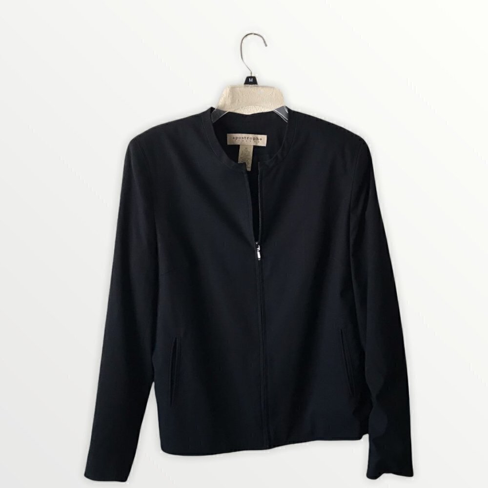 NWOT - Apostrophe Stretch Black Blazer with Front Zipper
